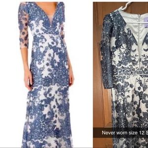 JS Collection blue and white lace gown